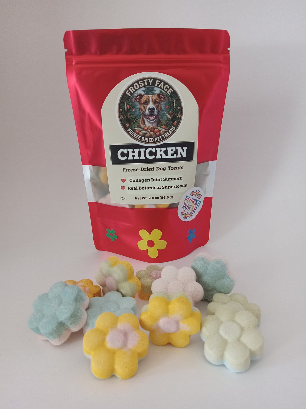 Freeze-Dried Chicken Treats for Dogs "Flower Power" Hippie Collection 2.0oz (56.6g)