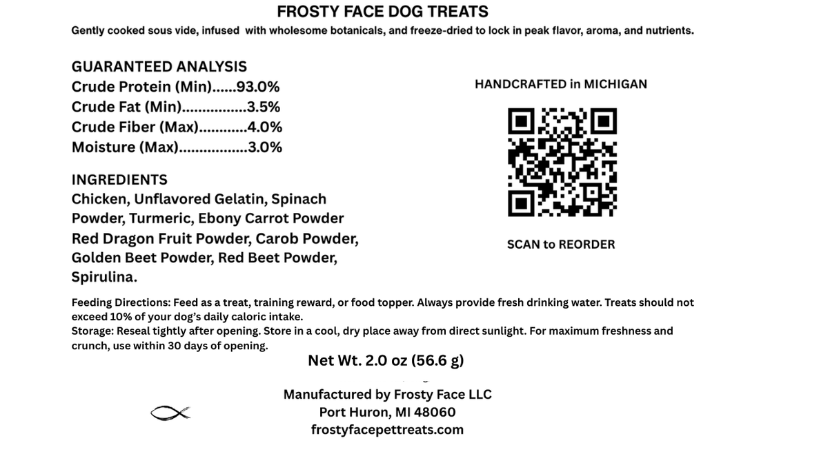Freeze Dried Chicken Dog Treats-Naturally Colored 2.0 oz (56.6 g)