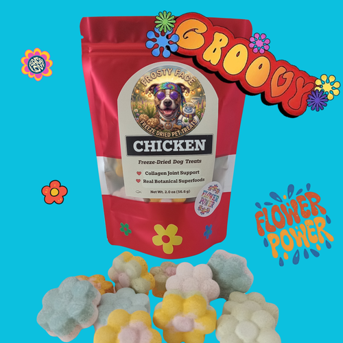 Freeze-Dried Chicken Treats for Dogs "Flower Power" Hippie Collection 2.0oz (56.6g)